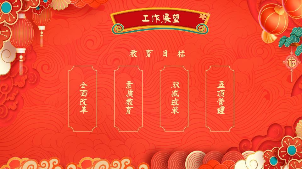 圆形窗格舞狮小马晚会PPT3