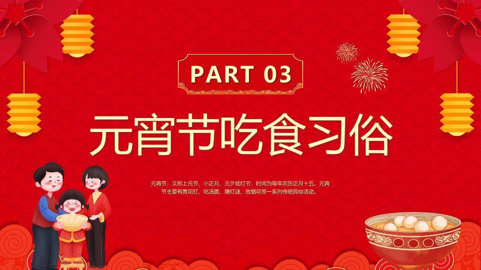 金边书法汤圆插画元宵习俗介绍PPT8