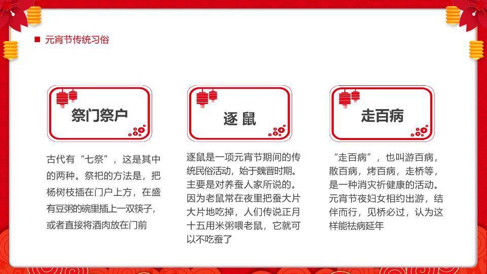 金边书法汤圆插画元宵习俗介绍PPT5