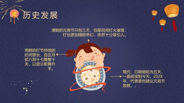 暗纹圆形框表情汤圆欢乐元宵PPT3