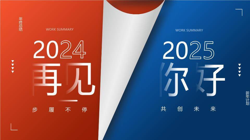 再见你好过渡风简约年终总结计划PPT模板0