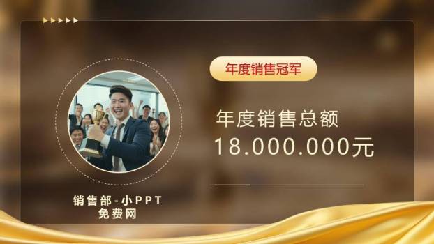 金色涟漪奖杯年会盛典PPT模板4