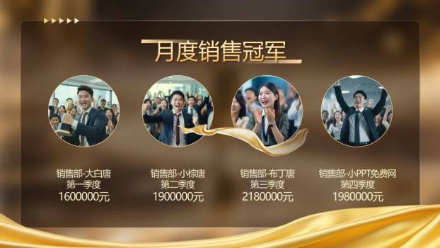 金色涟漪奖杯年会盛典PPT模板5