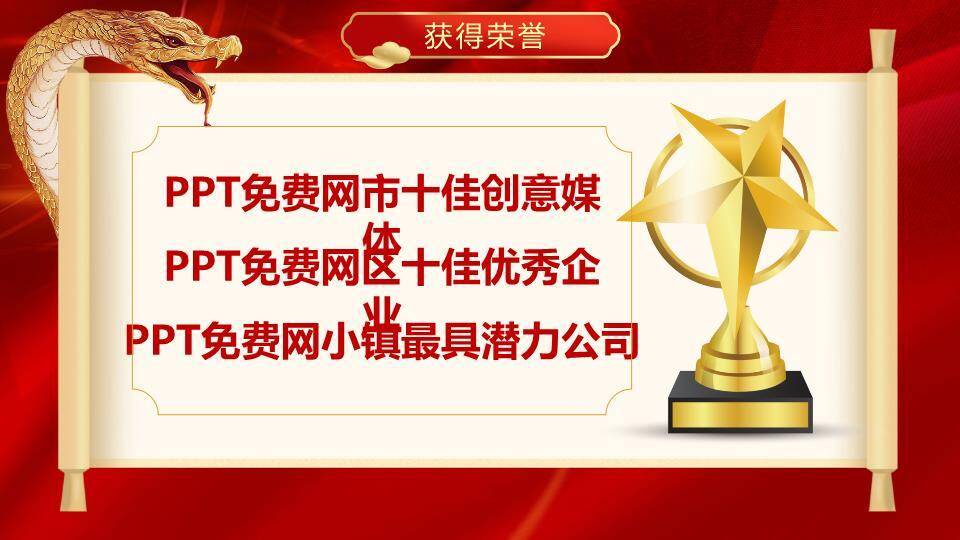 窗格舞狮奋斗颁奖年会PPT模板1