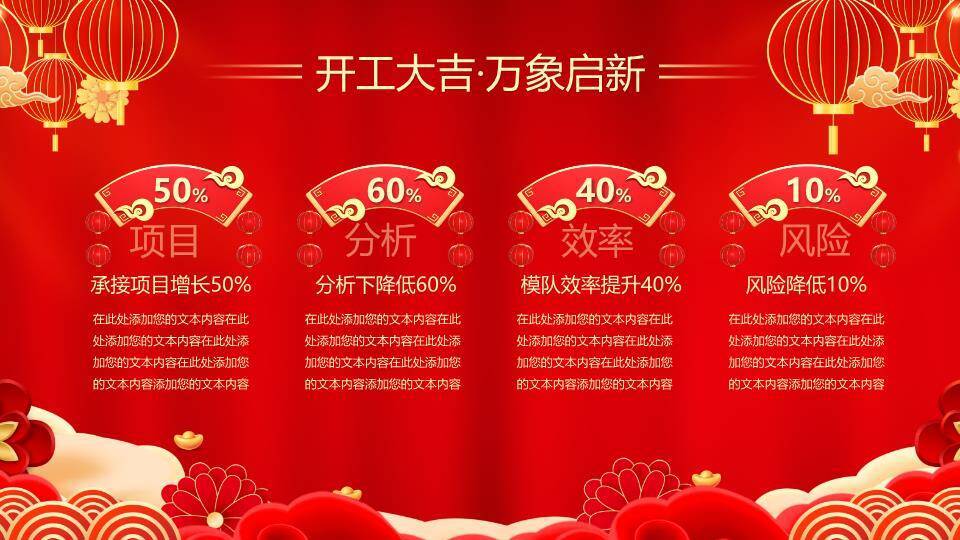 福蛇卡通风新年开工大典PPT模板3