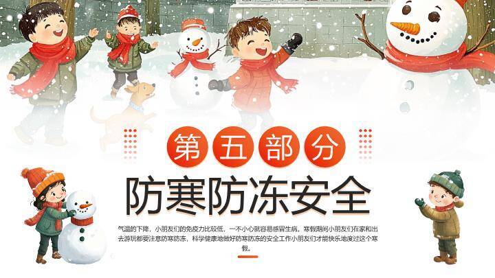 传统小屋雪人狗童趣寒假安全班会PPT模板9