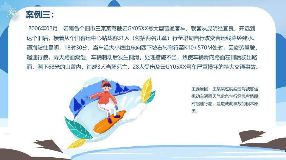 山脉松树骑行冬季交通安全PPT模板9