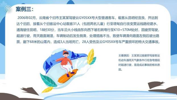 山脉松树骑行冬季交通安全PPT模板9