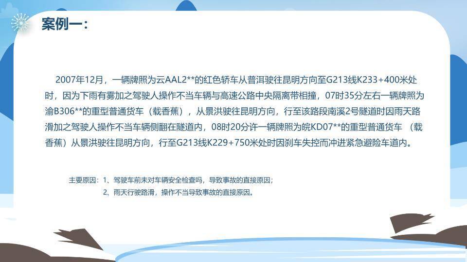 山脉松树骑行冬季交通安全PPT模板7