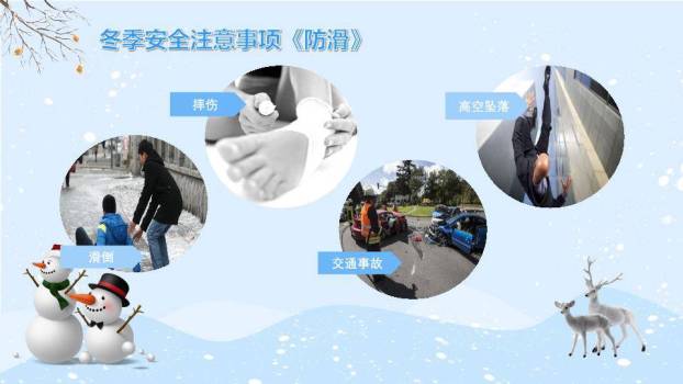 雪景儿童互动冬季寒假安全宣传PPT模板2