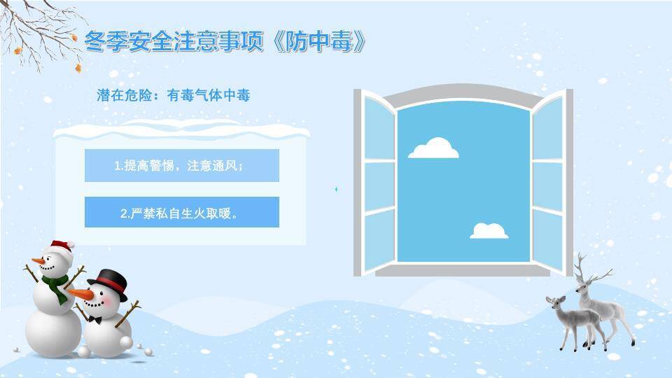 雪景儿童互动冬季寒假安全宣传PPT模板6
