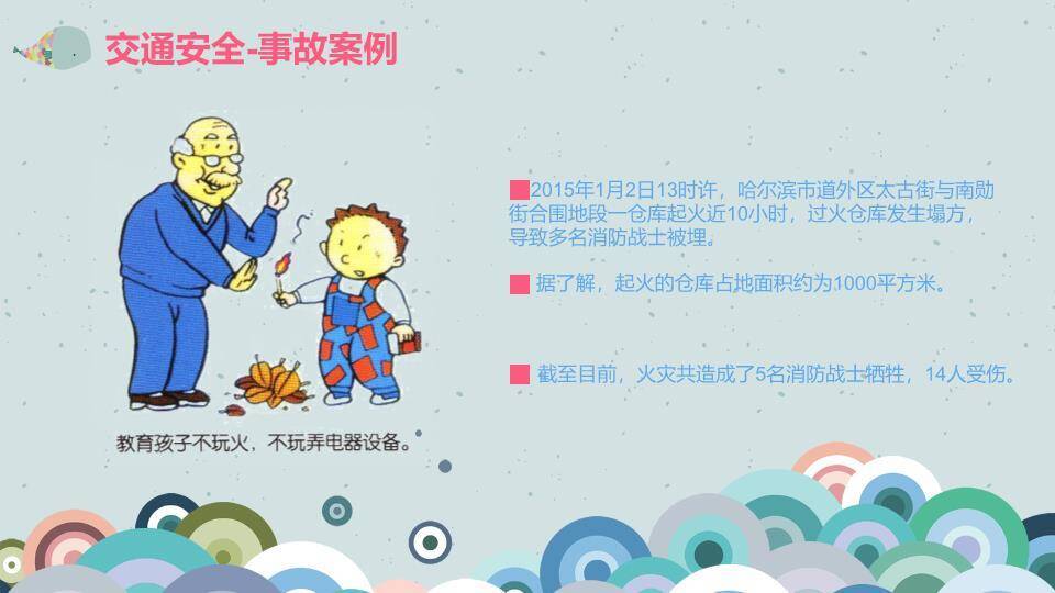 抽象几何海洋创意寒假安全PPT模板2