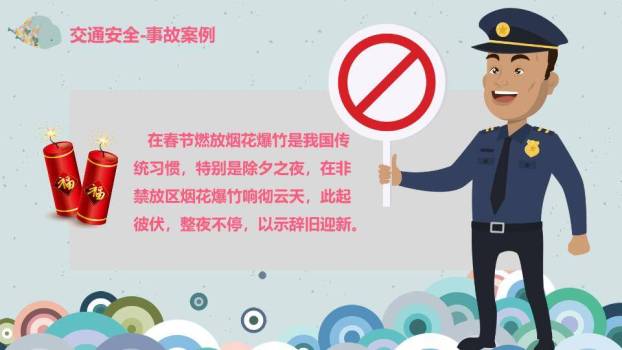 抽象几何海洋创意寒假安全PPT模板7