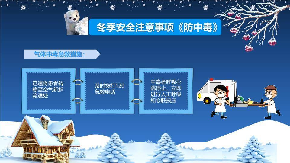 星形雪花装饰冬季寒假安全事项PPT模板7