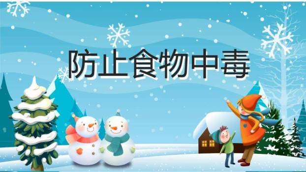 飘雪雪松家庭堆雪人寒假安全班会PPT模板9