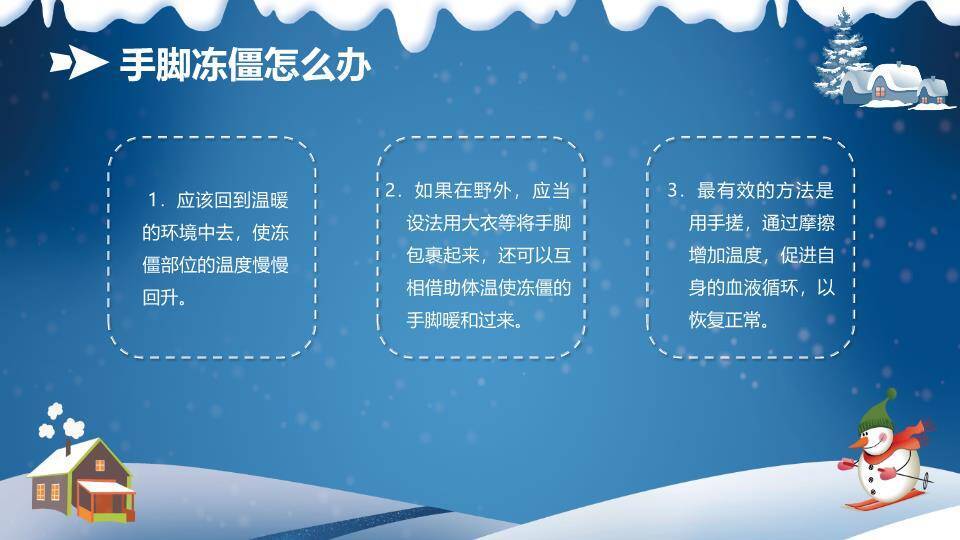 冬夜森林冰凌雪人滑雪寒假安全班会PPT模板9