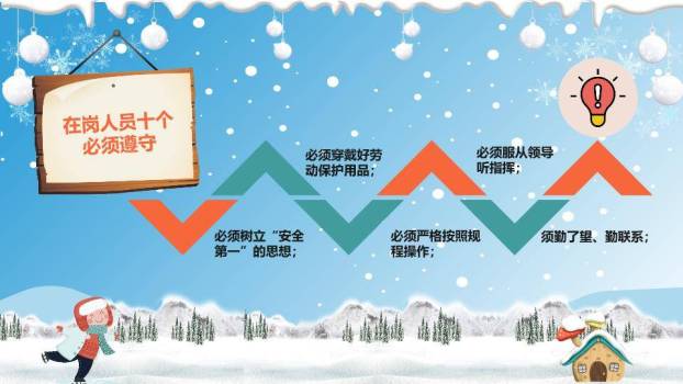 夜景灯笼雪人公园寒假安全事项PPT模板9