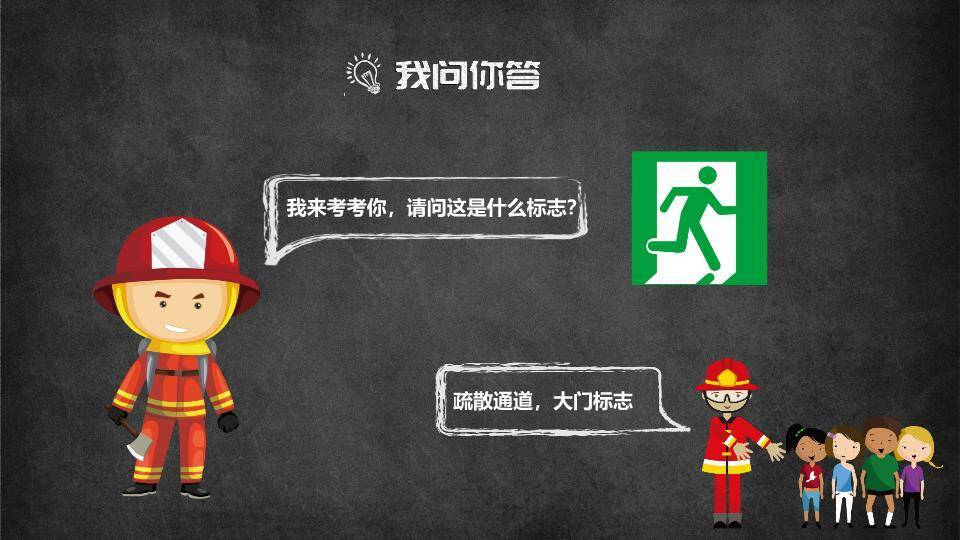 黑板消防员涂鸦冬季消防安全PPT模板8