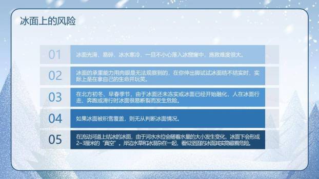 斜置矩形雪森林寒假安全讲座PPT模板4
