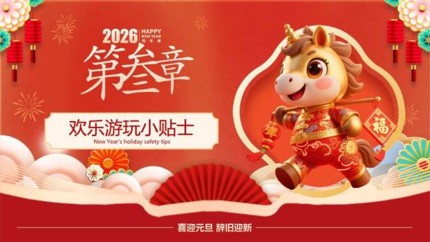 小马驮元宝元旦放假通知PPT模板1