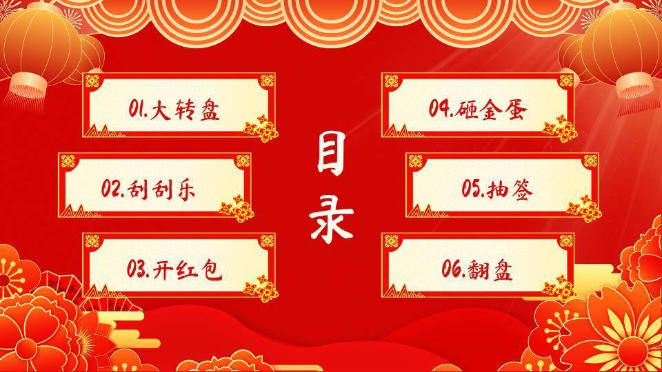 舞狮头龙灯红包企业年会幸运大抽奖PPT模板8