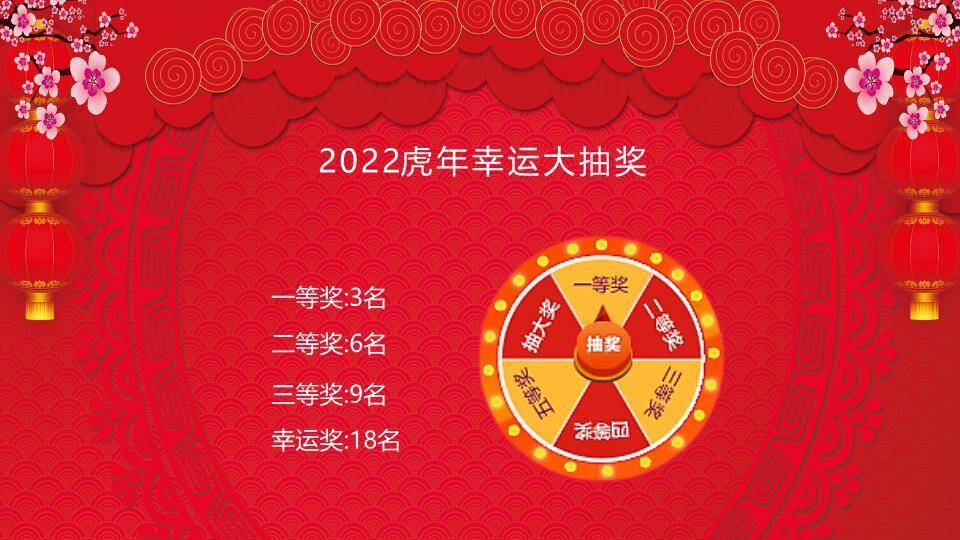 圆形礼盒堆叠纸艺感幸运抽奖PPT模板5