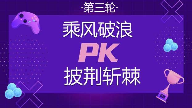 紫色网格奖杯手柄科技风年会小游戏PPT模板9