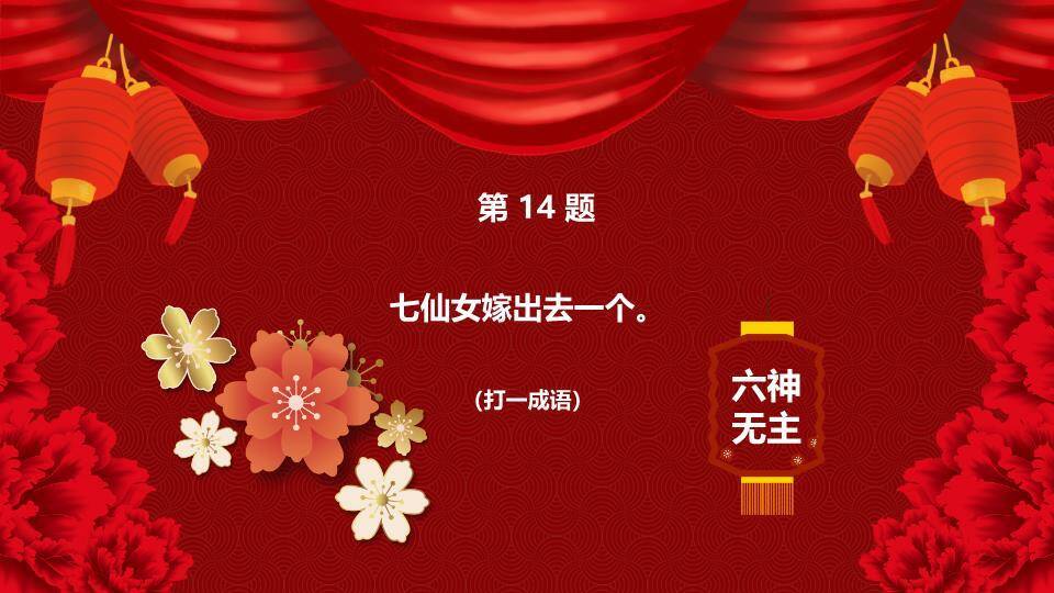 鼠年舞狮圆形纹理元宵猜灯谜PPT模板8