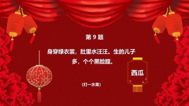 鼠年舞狮圆形纹理元宵猜灯谜PPT模板3