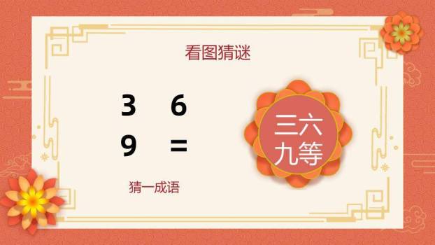 蛇形吉祥物传统纹样边框猜灯谜活动PPT模板2