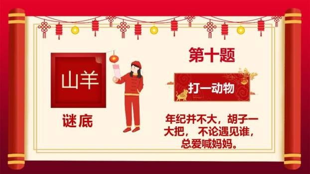 书法窗格灯笼云纹猜灯谜文化演讲PPT模板4