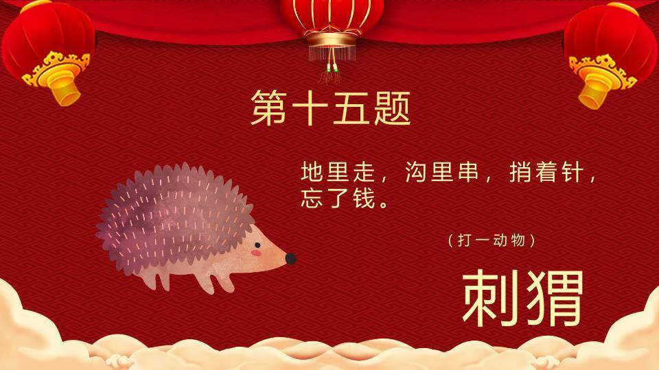 红布幔顶灯笼悬挂汤圆碗元宵猜灯谜PPT模板9