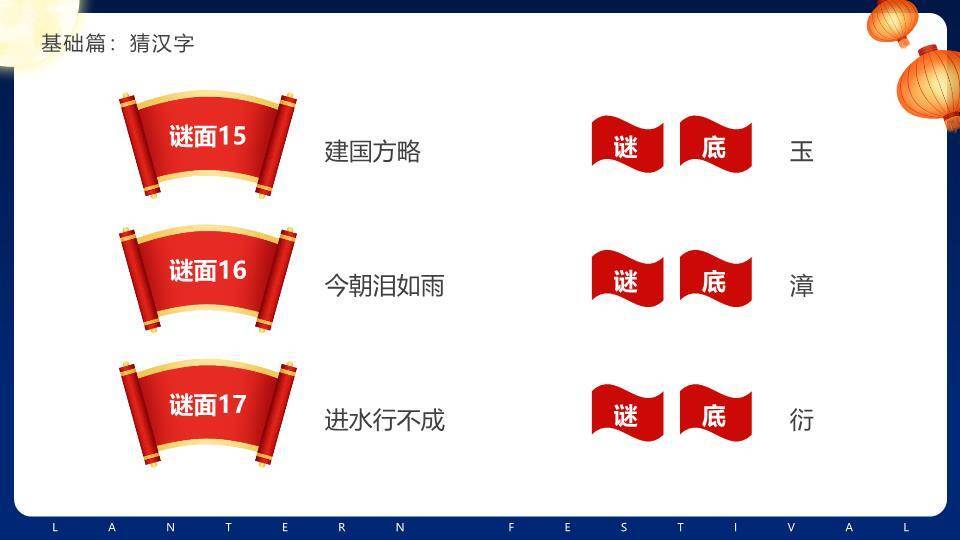 月亮烟花家庭漂浮灯笼灯谜PPT模板1