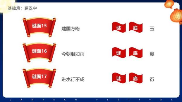 月亮烟花家庭漂浮灯笼灯谜PPT模板1