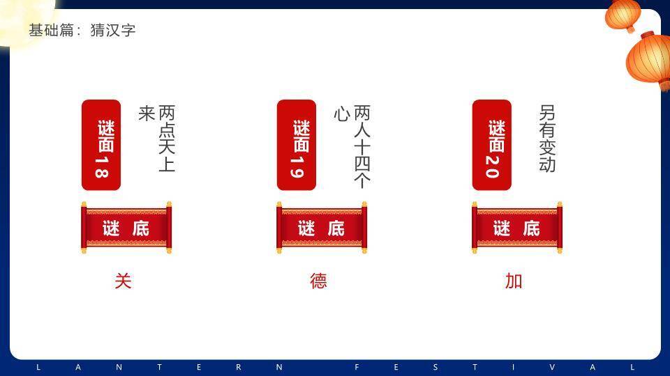 月亮烟花家庭漂浮灯笼灯谜PPT模板2