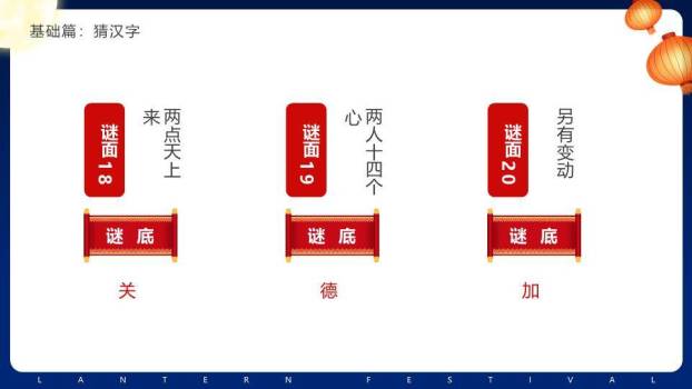 月亮烟花家庭漂浮灯笼灯谜PPT模板2