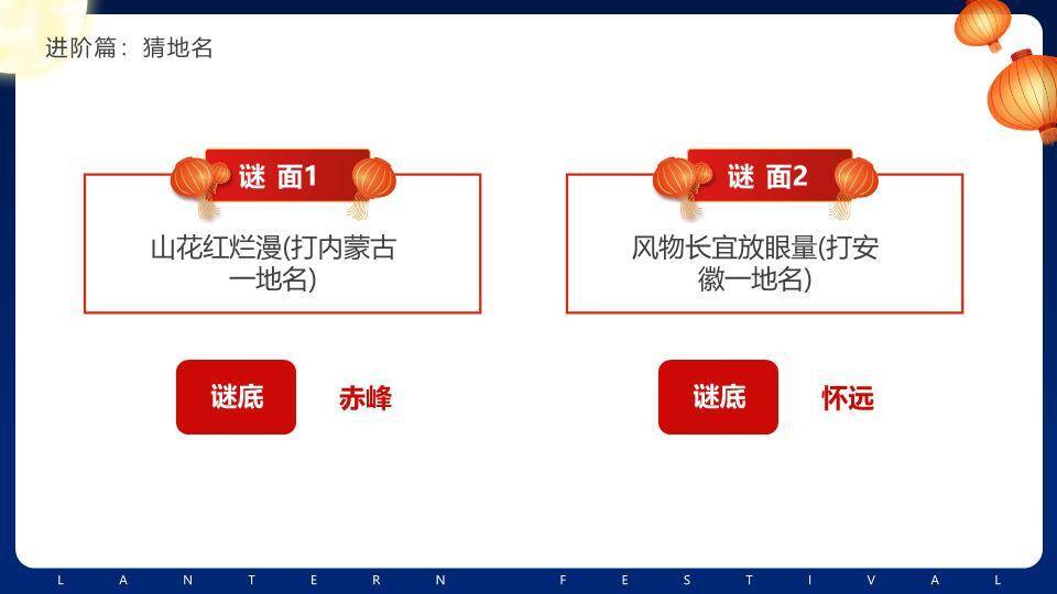月亮烟花家庭漂浮灯笼灯谜PPT模板4