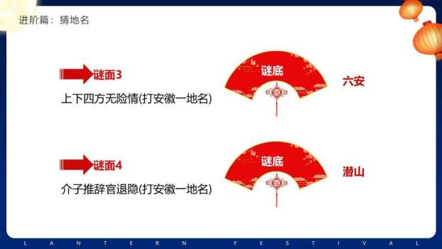 月亮烟花家庭漂浮灯笼灯谜PPT模板5