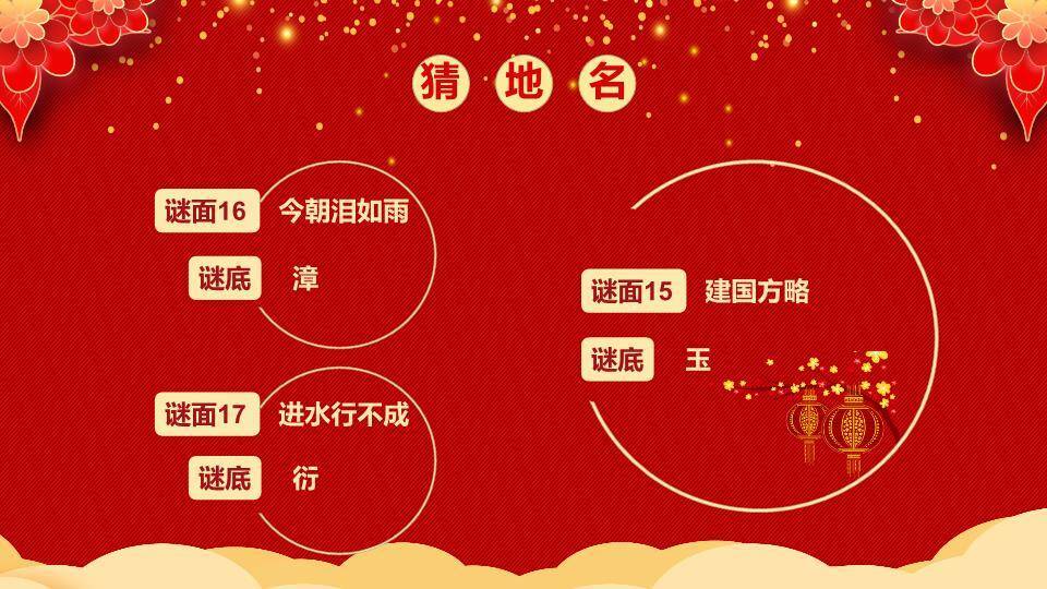 云朵发光灯笼儿童元宵灯谜PPT模板2