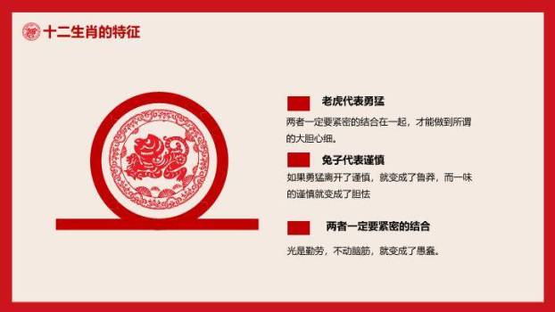 回纹边框灯笼图标十二生肖知识讲解PPT模板7