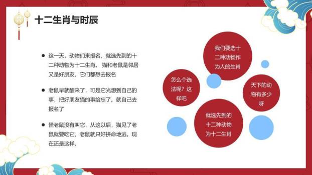 卡通老虎云朵灯笼十二生肖PPT封面模板2