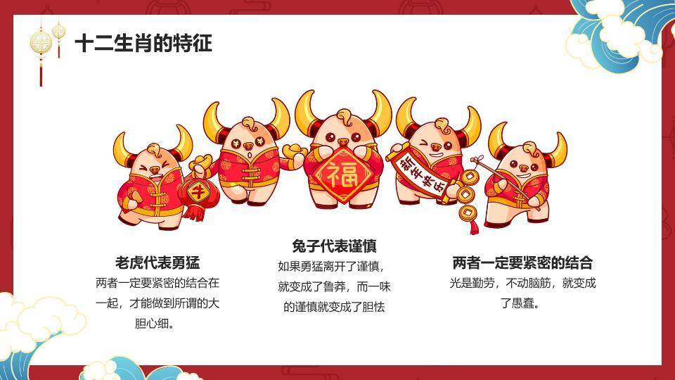 卡通老虎云朵灯笼十二生肖PPT封面模板7