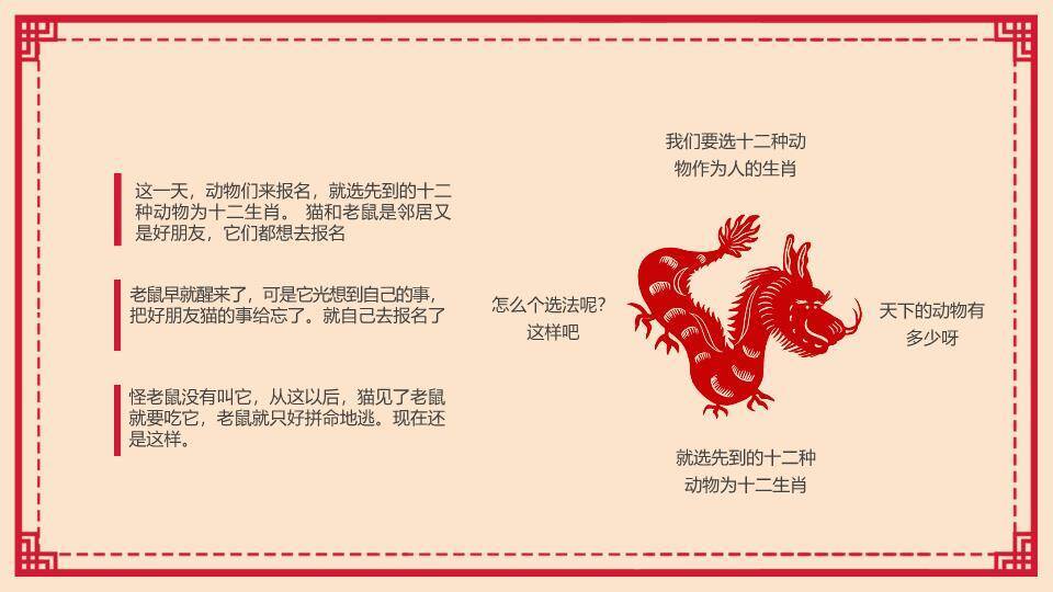 梅花红绳图示十二生肖传统文化介绍PPT模板2