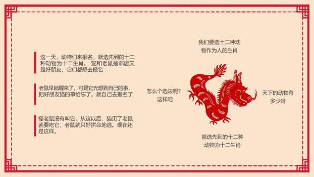 梅花红绳图示十二生肖传统文化介绍PPT模板2