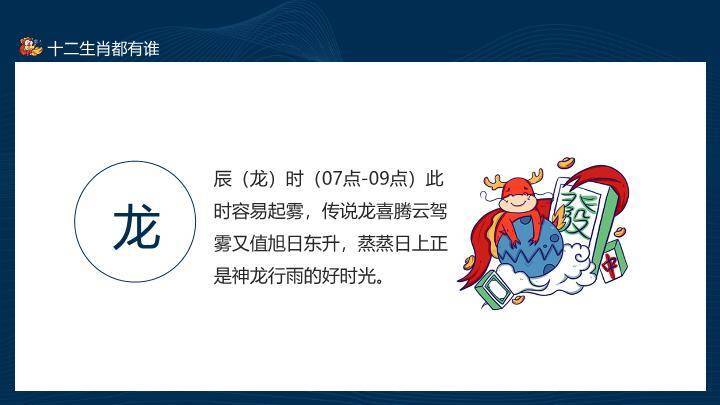 龙形宝塔扇子云纹十二生肖文化讲解PPT模板2