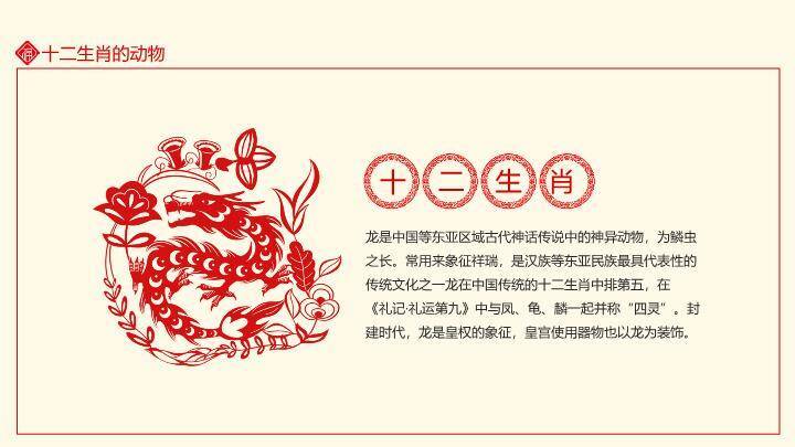 灯笼梅花对联边框十二生肖主题PPT模板7