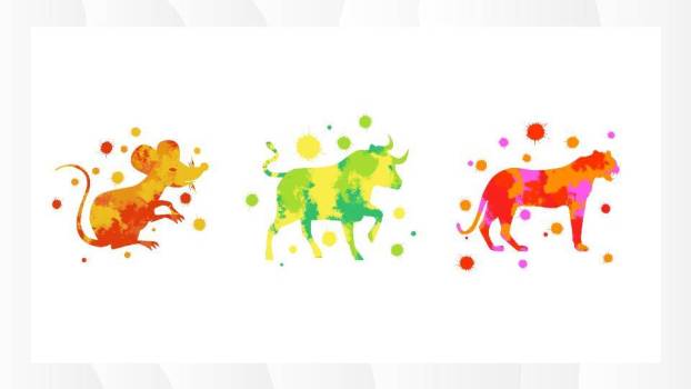 卡通老鼠几何图形十二生肖素材合集PPT模板5