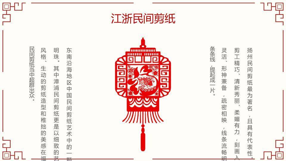 福字剪纸圆形图案剪纸文化主题封面PPT模板7