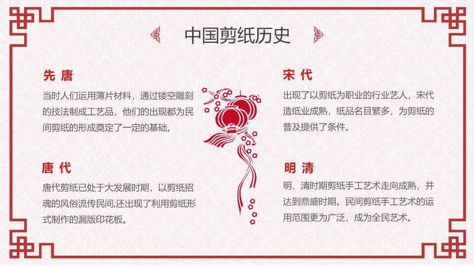 菱形福字剪纸繁复边框主题封面PPT模板1