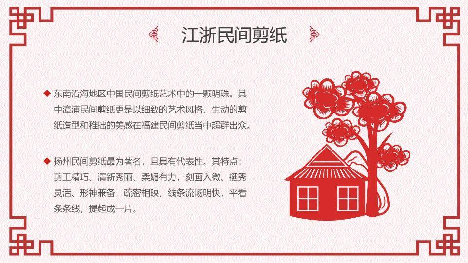 菱形福字剪纸繁复边框主题封面PPT模板7